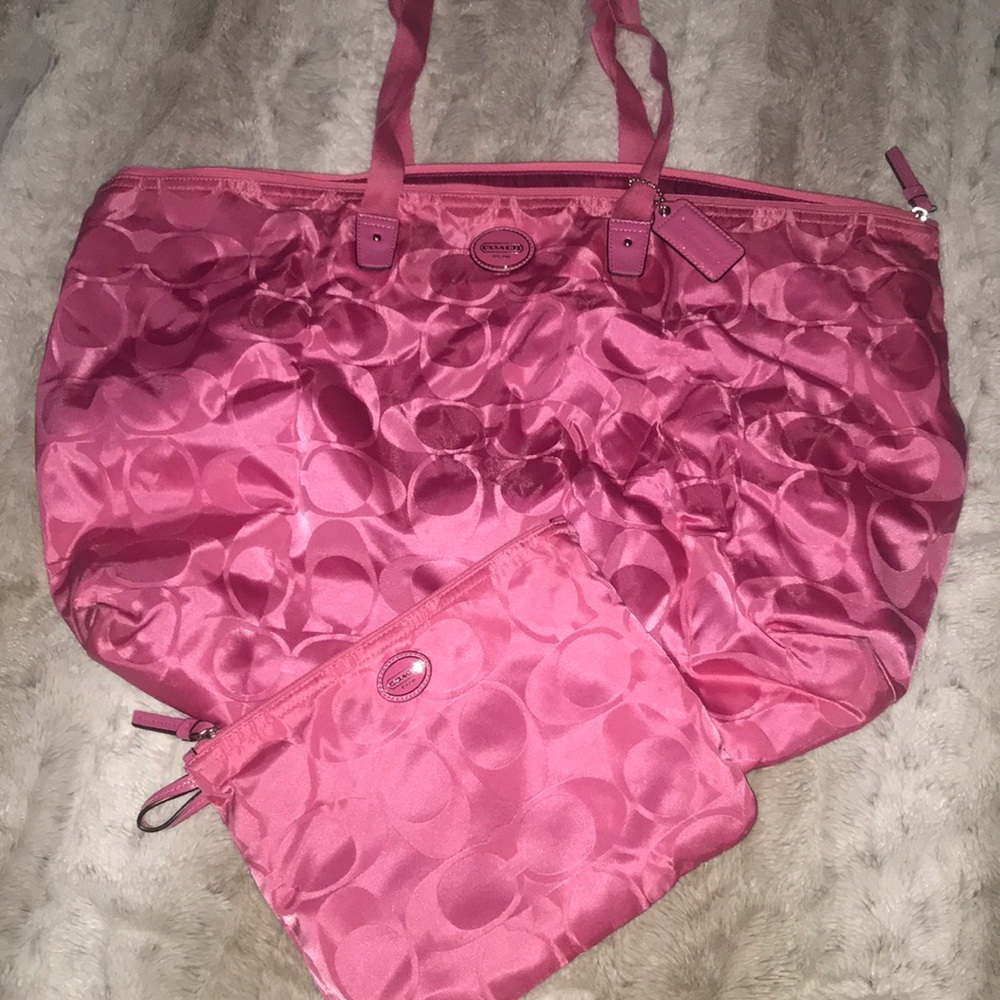 Coach Pink Nylon Travel Bag